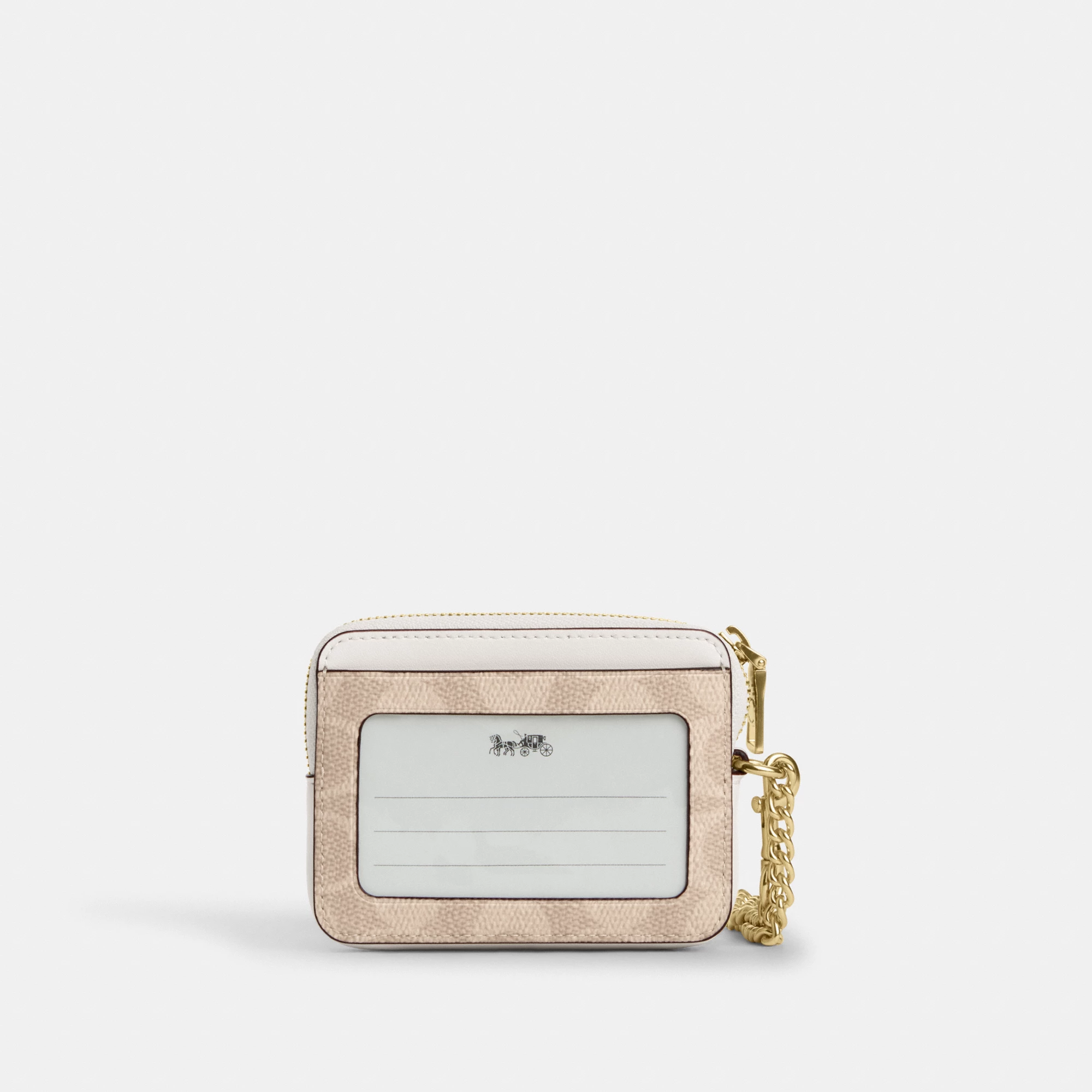 COACH®,Zip Card Case In Signature Canvas,Card Case,Color Block,Sustainable,Casual,Beige,Back View