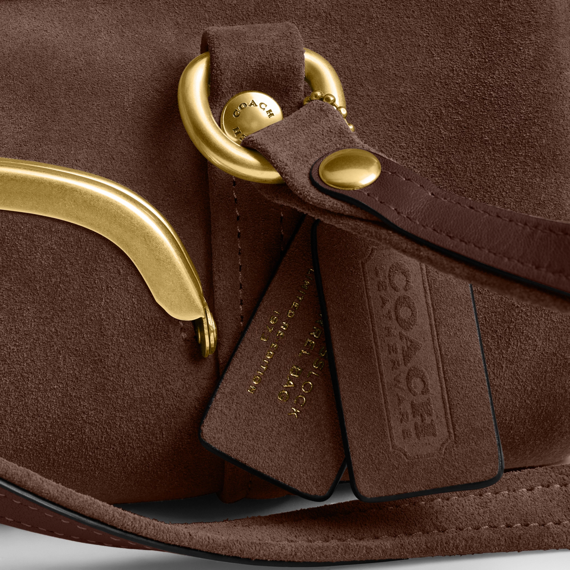 COACH®,Kisslock Barrel Bag 28,Lining Cotton,Suede,Leather,Barrel Bag,Pendant,Sustainable,Compact,Brass,Day Party,Brown,Closer View