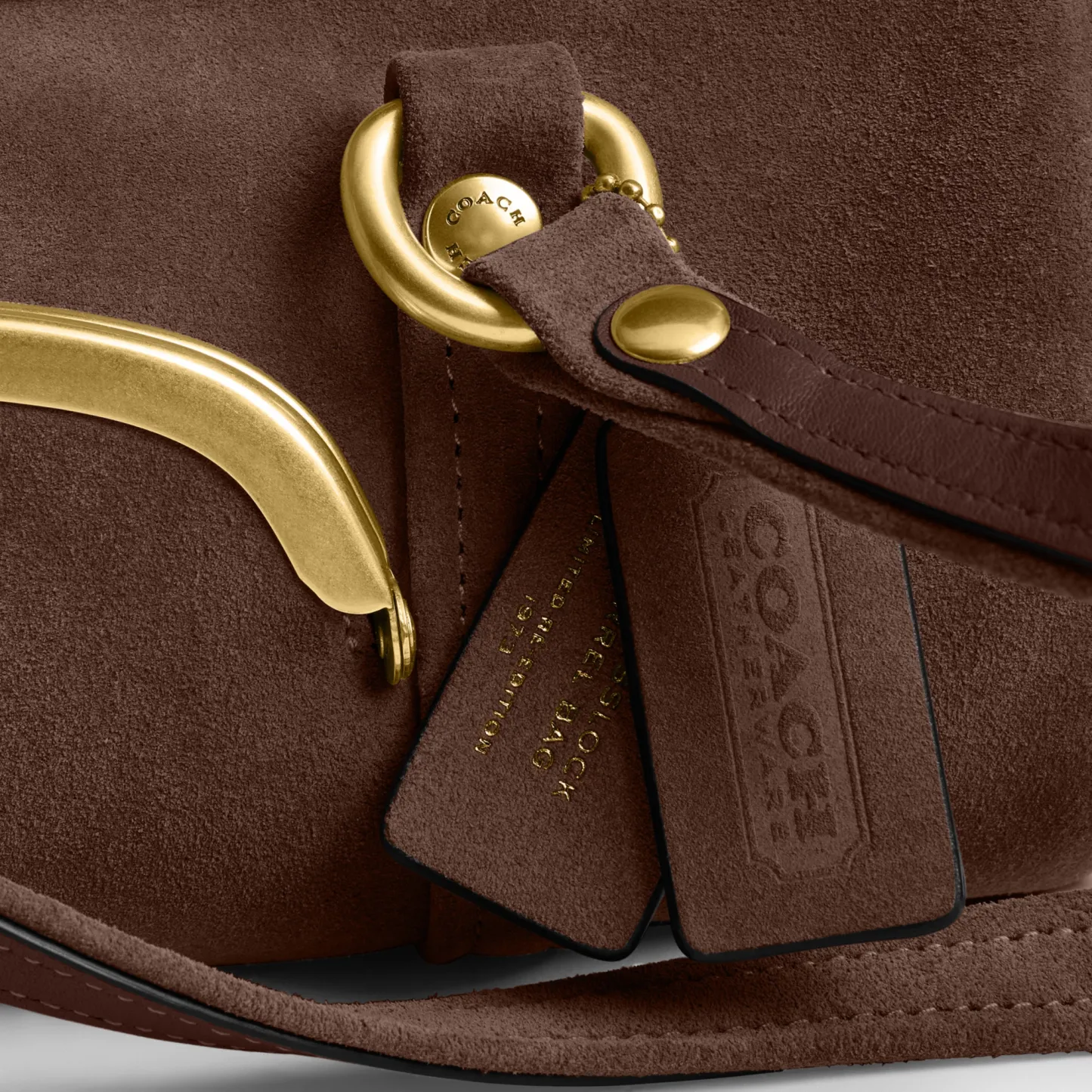 COACH®,Kisslock Barrel Bag 28,Lining Cotton,Suede,Leather,Barrel Bag,Pendant,Sustainable,Compact,Brass,Day Party,Brown,Closer View