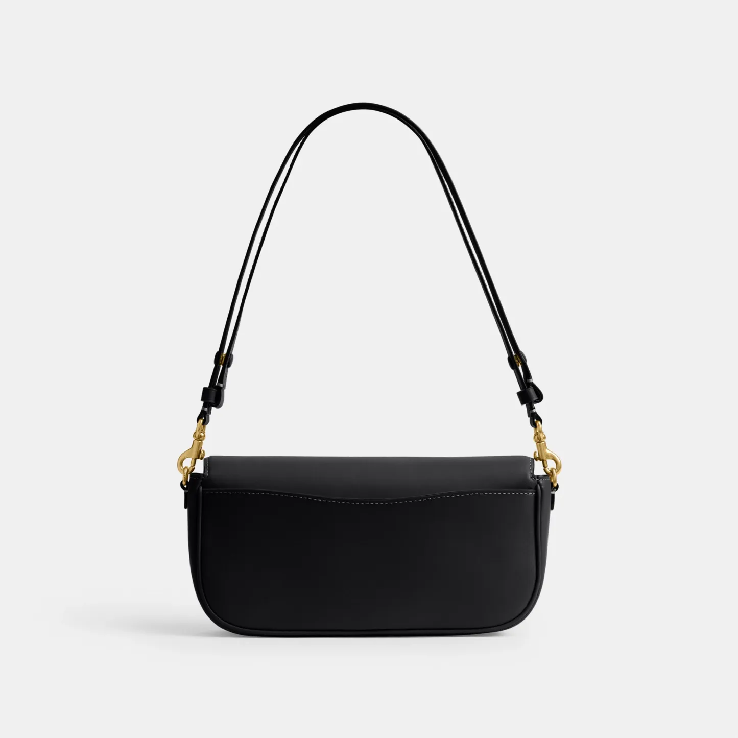COACH®,Brook Flap Chain Bag,Calfskin Leather,Leather,Fabric,Shoulder Bag,Logo,Metal,Compact,Adjustable,Shoulder Guard,Gold...,Black,Back View
