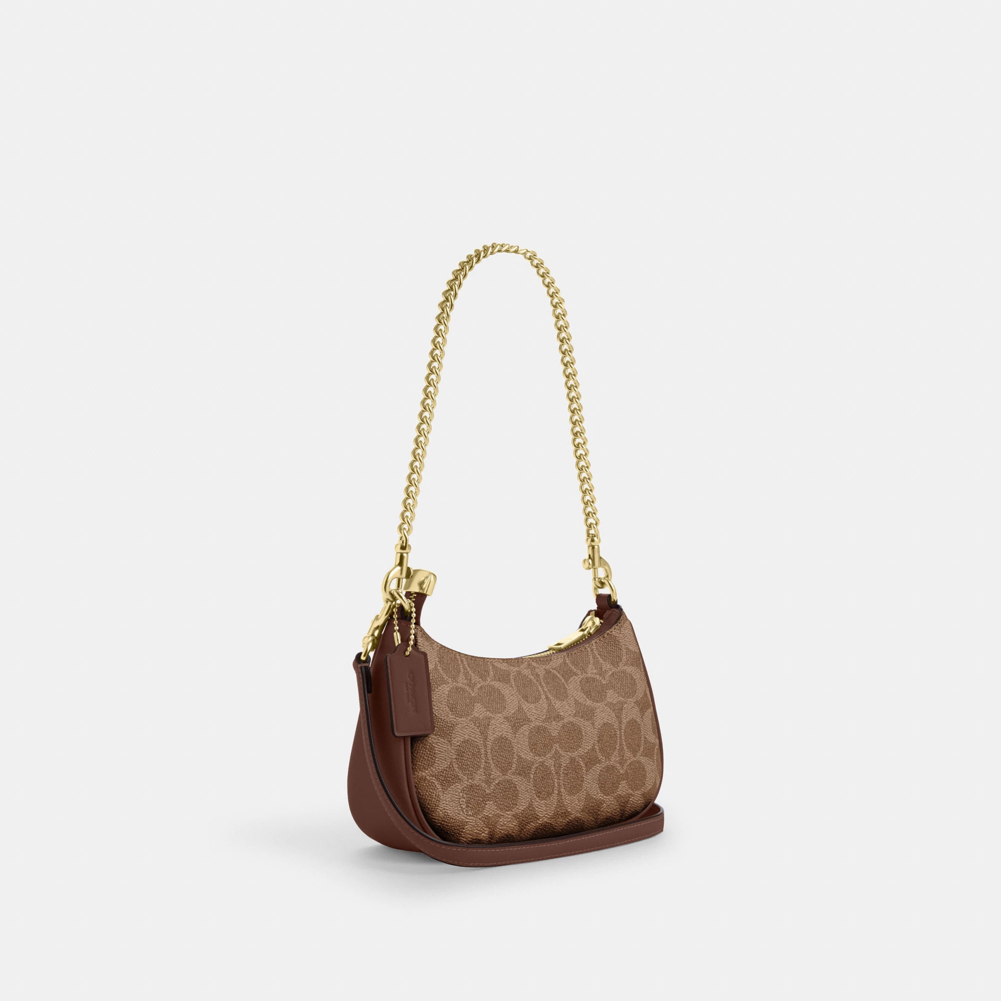 COACH®,Teri Mini Crossbody Bag In Signature Canvas,Polyester,Canvas,Recycled Polyester,Shoulder Bag,Adjustable,2 in 1,Vega...,Brown,Angle View