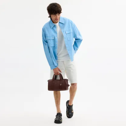 COACH®,Explorer Duffle Bag 28,Leather,Duffle Bag,Logo,Father's Day,Brown,Detail View