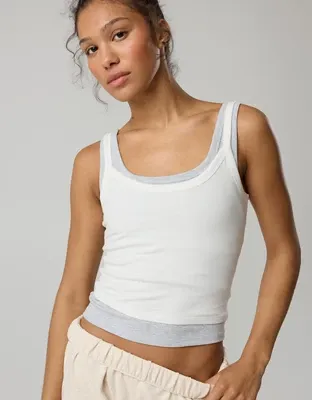 OFFLINE By Aerie Let's Stretch Ringer Tank Top - Soft Muslin