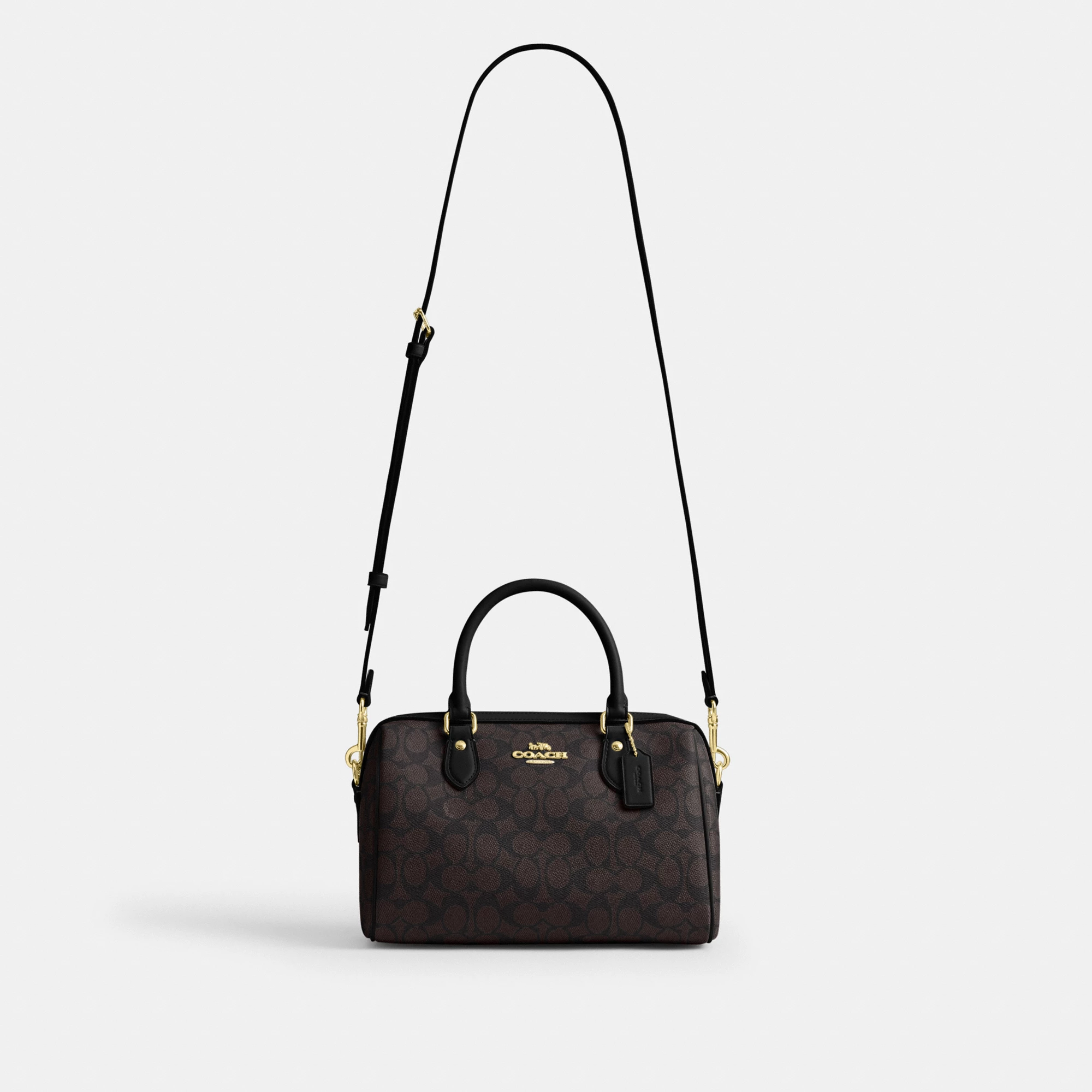 COACH®,Rowan Satchel Bag In Signature Canvas,Satchel,Piping,Casual,Work,Gray