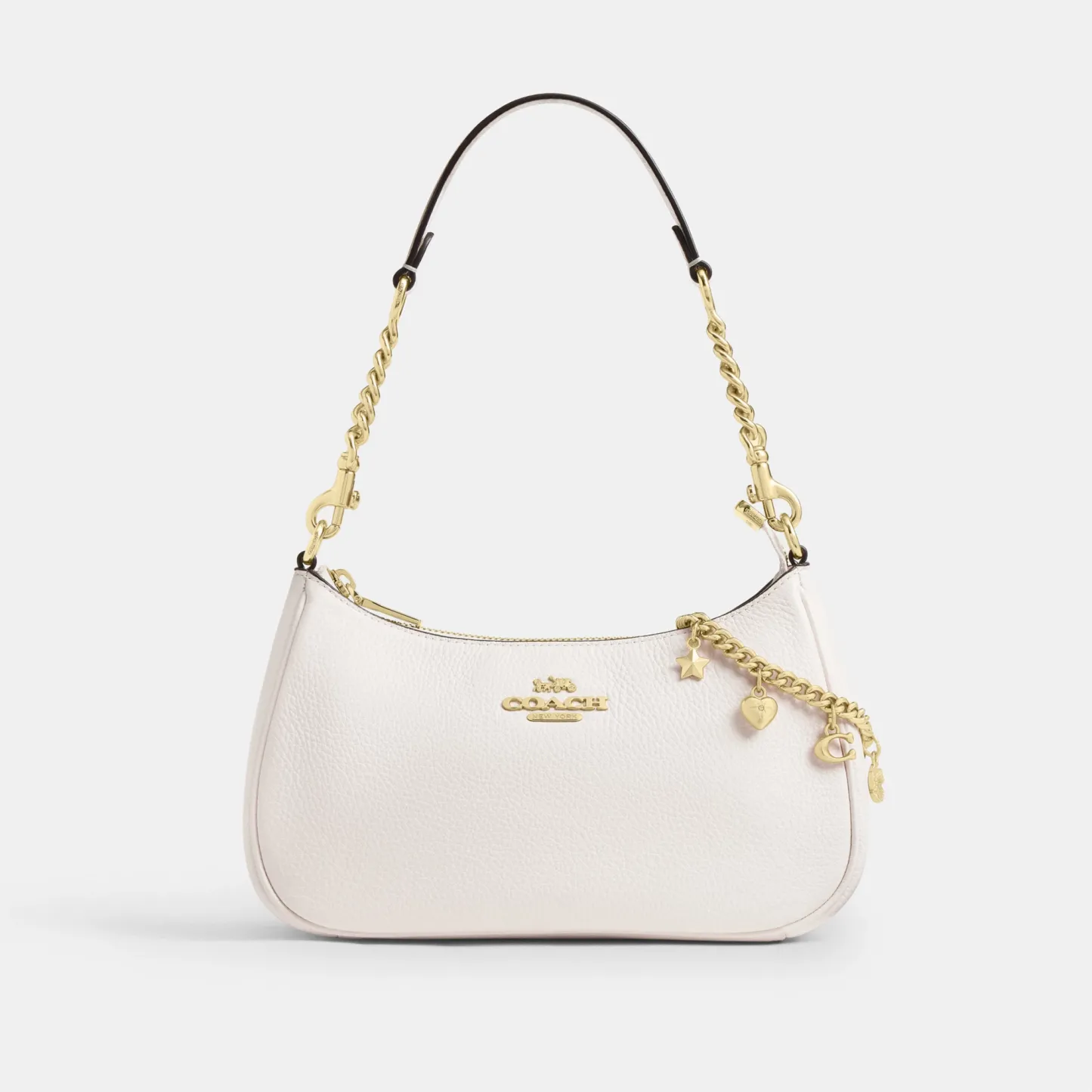 COACH®,Gold Swagger Chain With Charms,Bag Charm,,Angle View