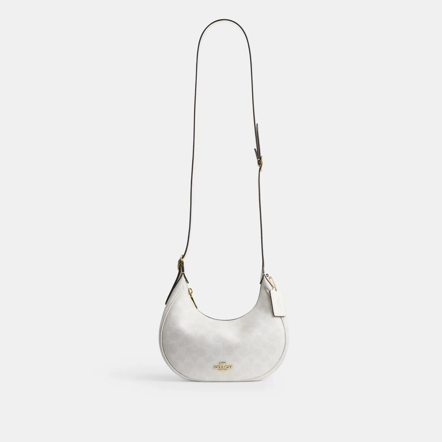 COACH®,Emily Shoulder Bag In Signature Canvas,Leather,Recycled Polyester,Canvas,Shoulder Bag,Metal,Pendant,Piping,Logo,Sus...,White