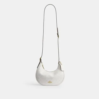 COACH®,Emily Shoulder Bag In Signature Canvas,Leather,Recycled Polyester,Canvas,Shoulder Bag,Metal,Pendant,Piping,Logo,Sus...,White
