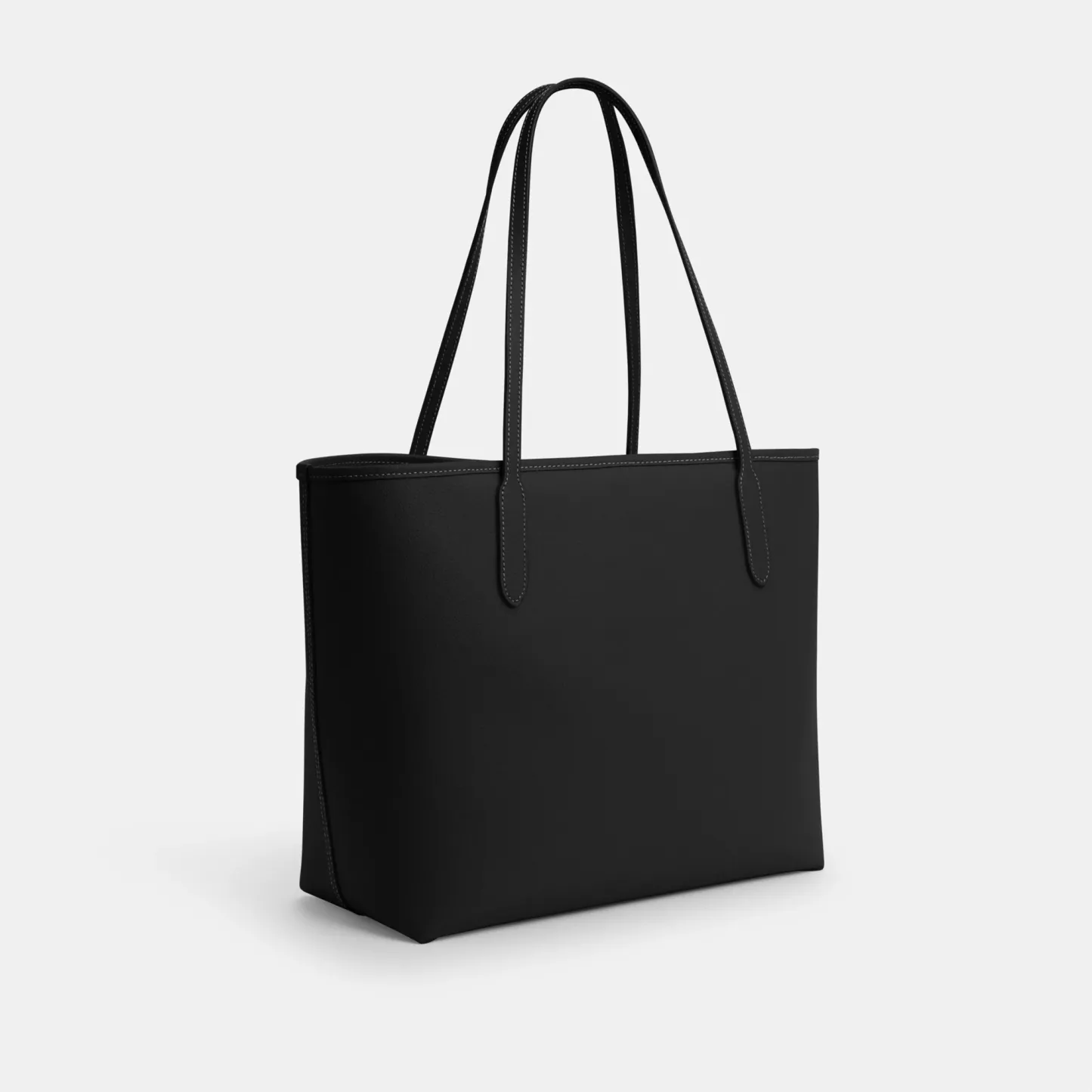 COACH®,City Tote Bag,Leather,Tote,Logo,Casual,Black,Angle View