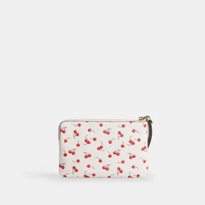 COACH®,Corner Zip Wristlet With Cherry Print,,Back View
