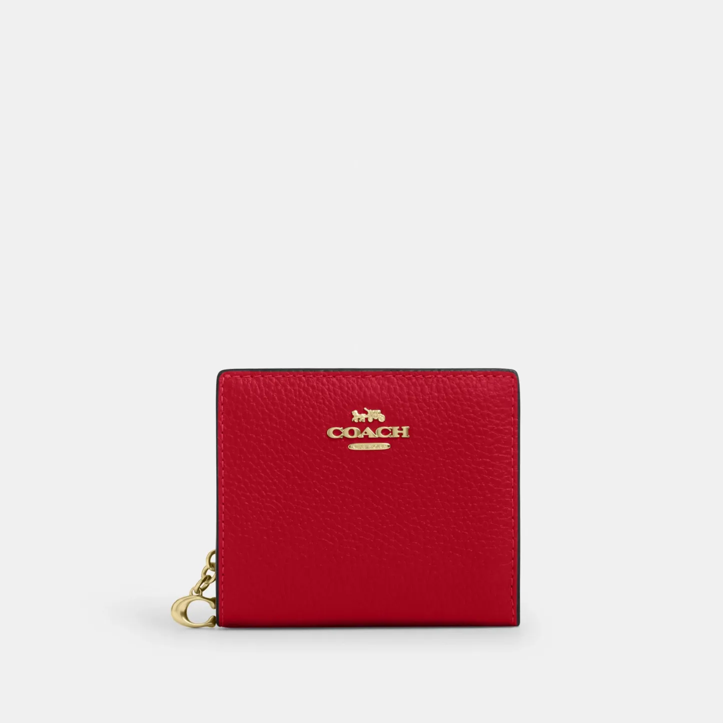 COACH®,Snap Wallet,Leather,Bi Fold,Gold Metal,Casual,Red,Front View