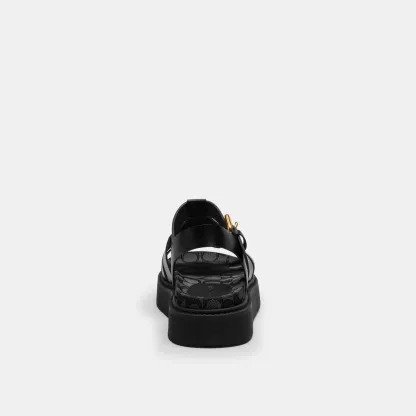 COACH®,Lucy Lug Sole Sandal In Signature Jacquard,Black,Alternate View