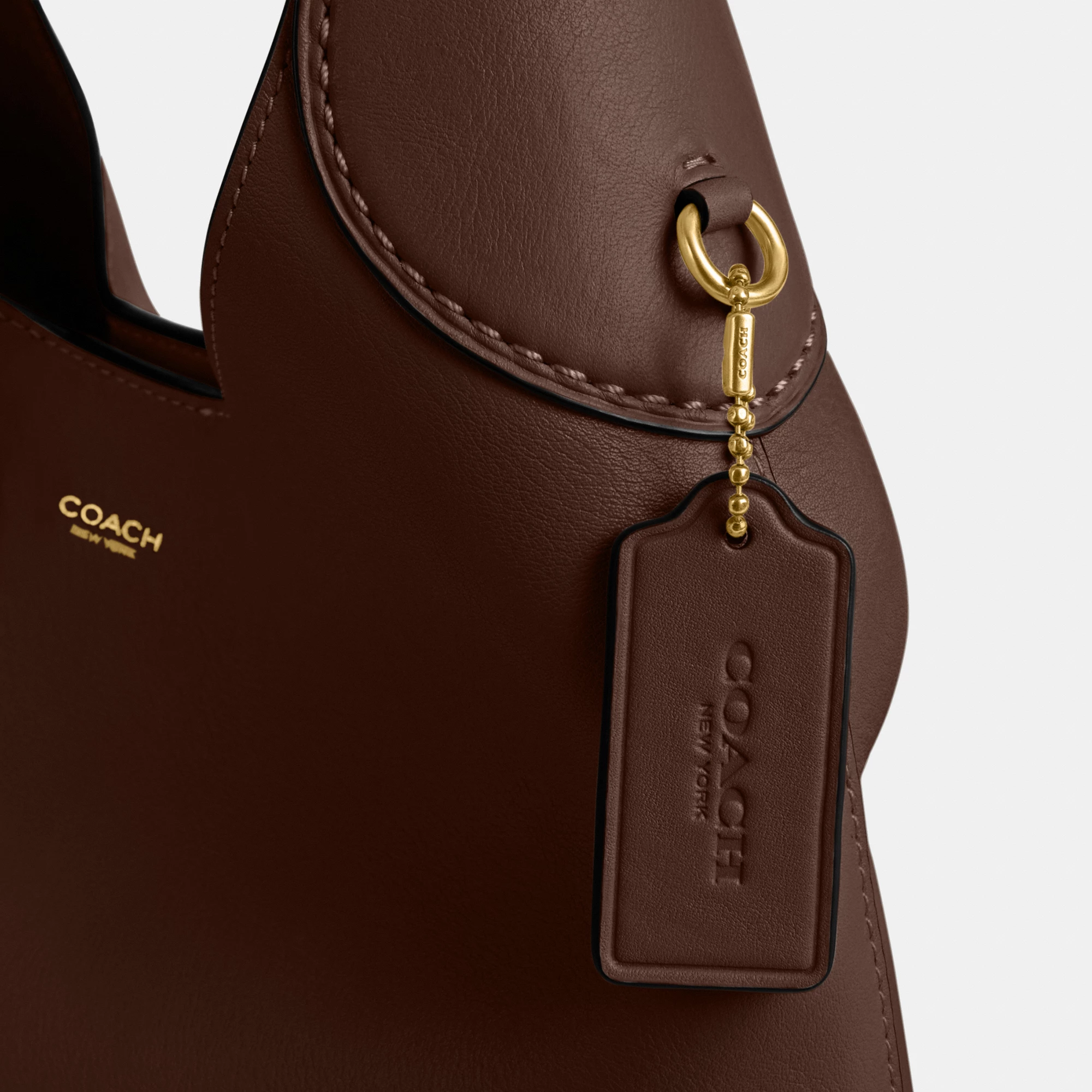 COACH®,Brooklyn Shoulder Bag 28,Leather,Hobo,Engraved Detail,Logo,Casual,Brown,Closer View