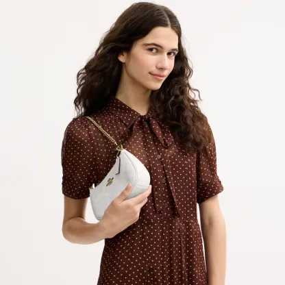 COACH®,Teri Mini Crossbody Bag In Signature Canvas,Polyester,Canvas,Recycled Polyester,Shoulder Bag,Adjustable,2 in 1,Vega...,White,Detail View