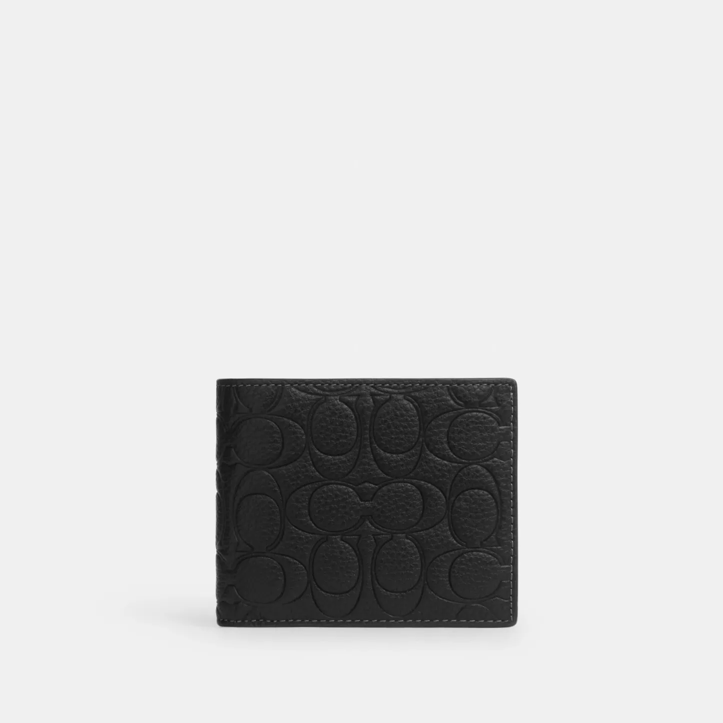 COACH®,3-In-1 Wallet In Signature Leather,Leather,Passcase Wallet,Embossed,Casual,Black,Front View