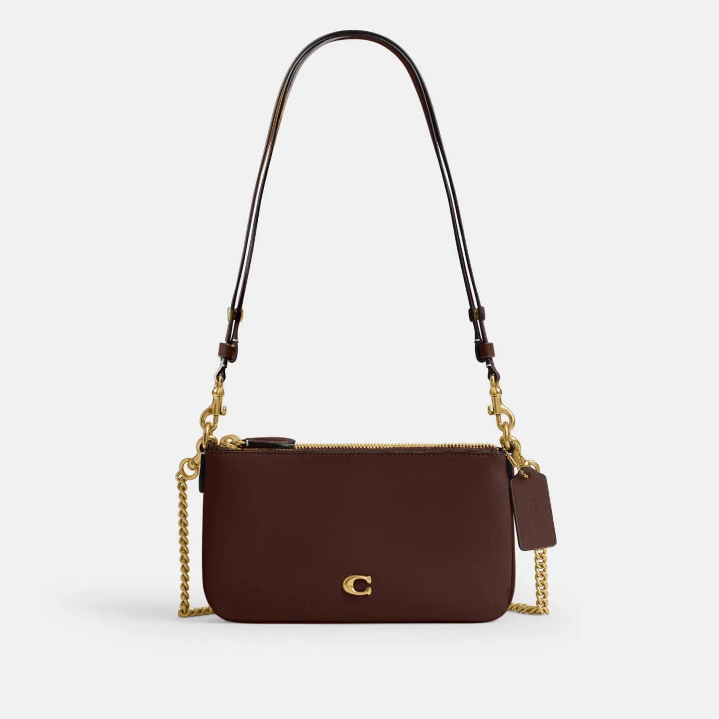 COACH®,Audrey Crossbody Bag,Recycled Polyester,Leather,Lining Recycled Polyester,Shoulder Bag,Metal Material,Metal,Pendant...,Brown,Front View