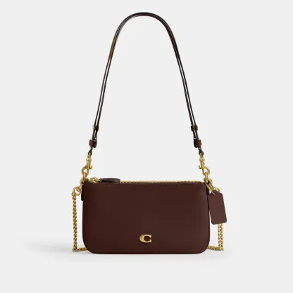 COACH®,Audrey Crossbody Bag,Recycled Polyester,Leather,Lining Recycled Polyester,Shoulder Bag,Metal Material,Metal,Pendant...,Brown,Front View
