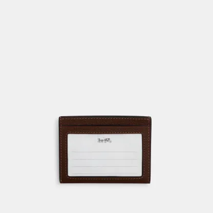 COACH®,Slim Id Card Case,Leather,Card Case,Casual,Brown,Back View