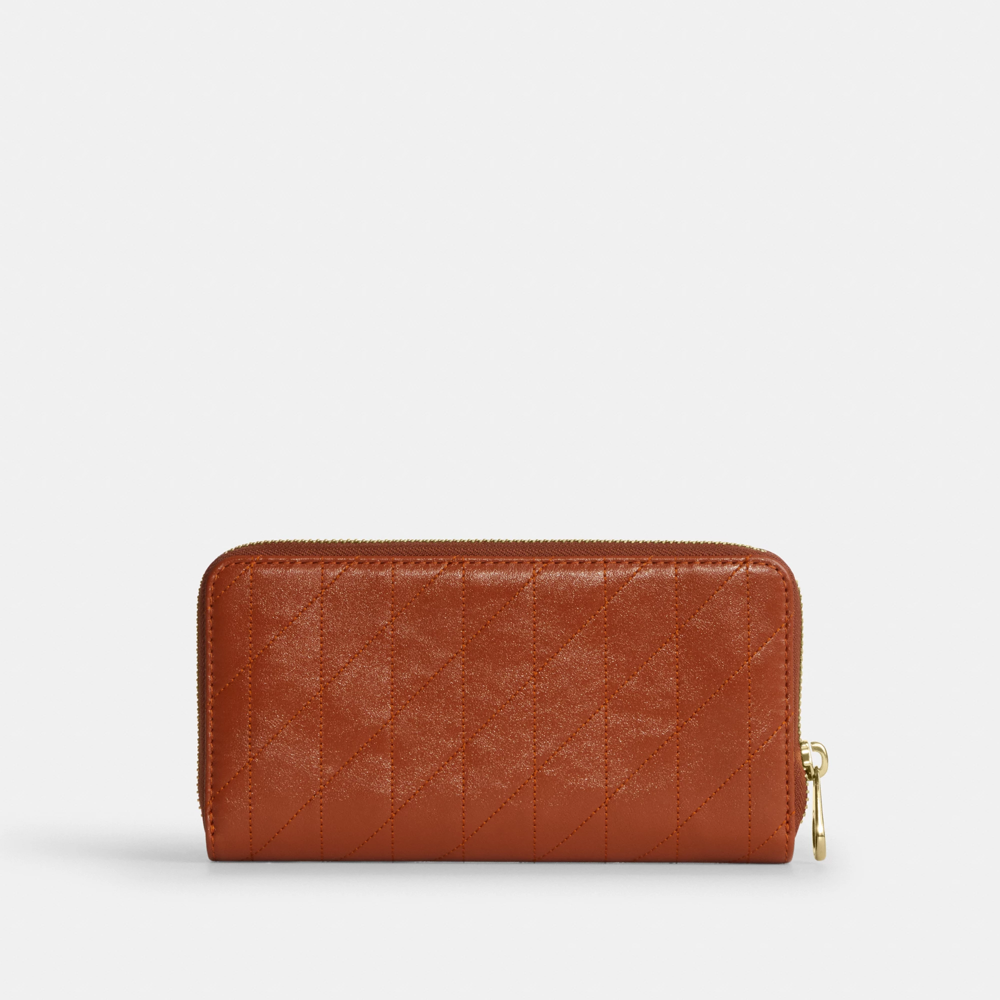 COACH®,Long Zip Around Wallet With Quilting,Brown,Back View