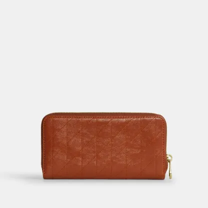 COACH®,Long Zip Around Wallet With Quilting,Brown,Back View