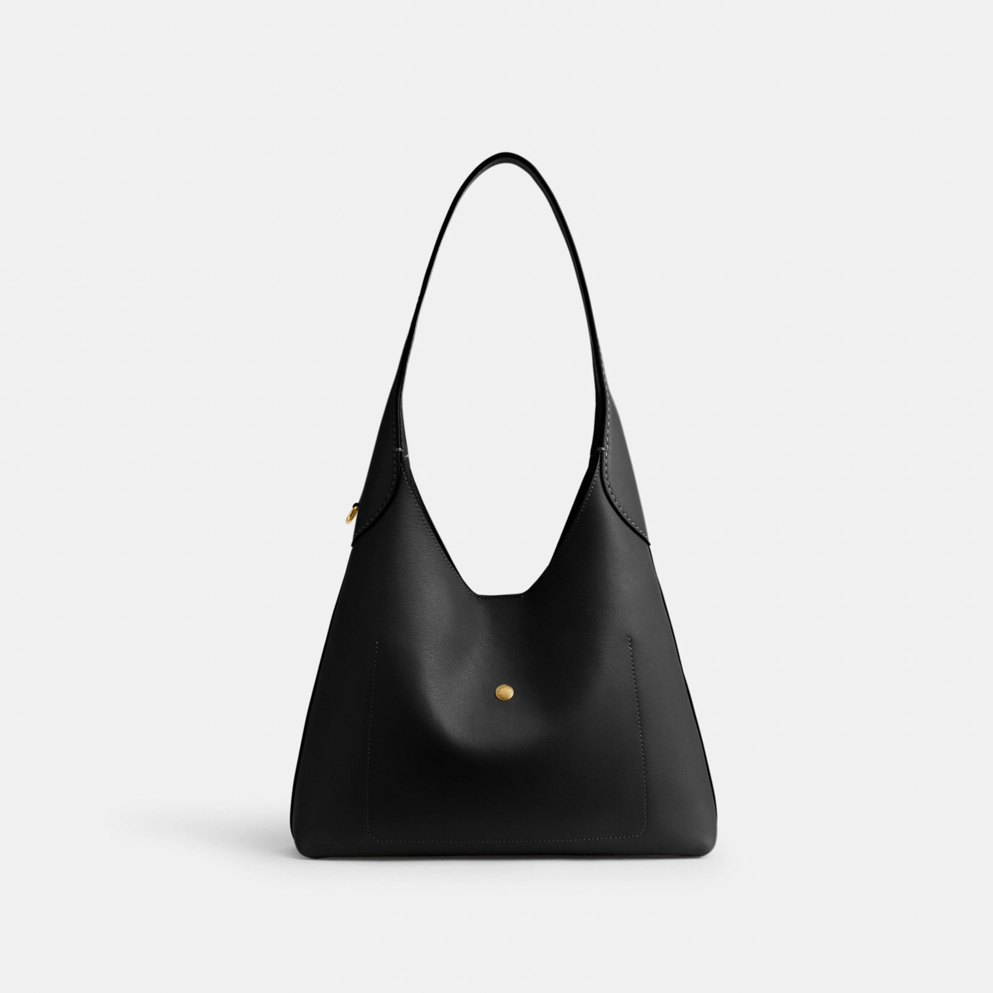 COACH®,Brooklyn Shoulder Bag 28,Leather,Hobo,Engraved Detail,Logo,Casual,Black,Back View