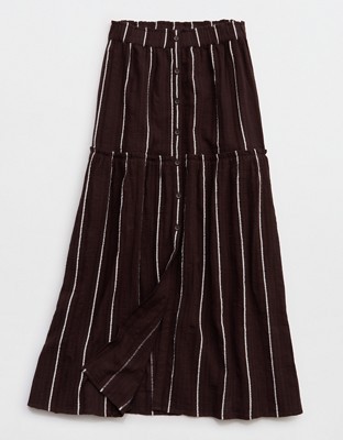 Aerie Beach Texture Maxi Skirt - Deep Earth