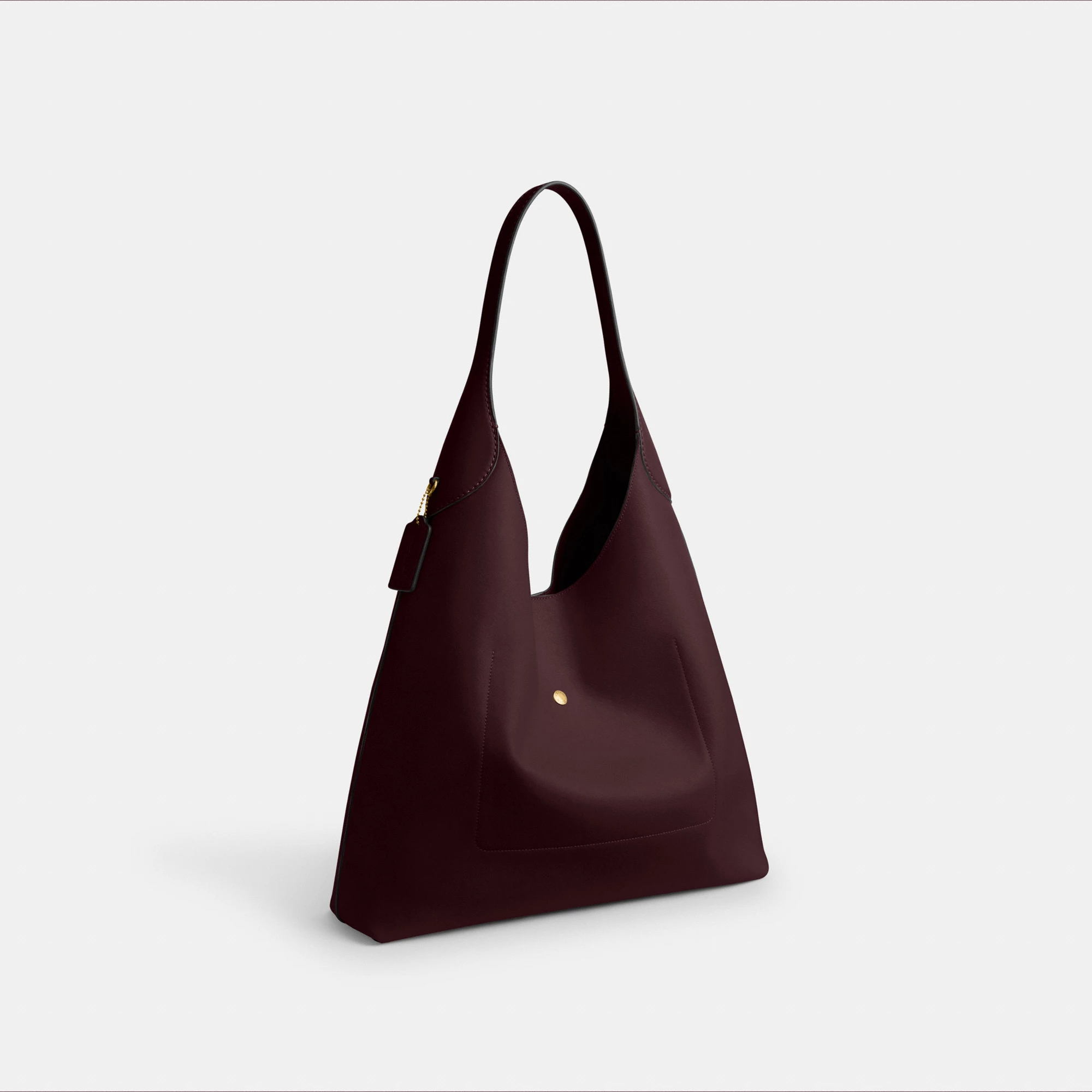 COACH®,Brooklyn Shoulder Bag 39,Hobo,Logo,Word Embellishment,Embossed,Casual,Maroon,Angle View