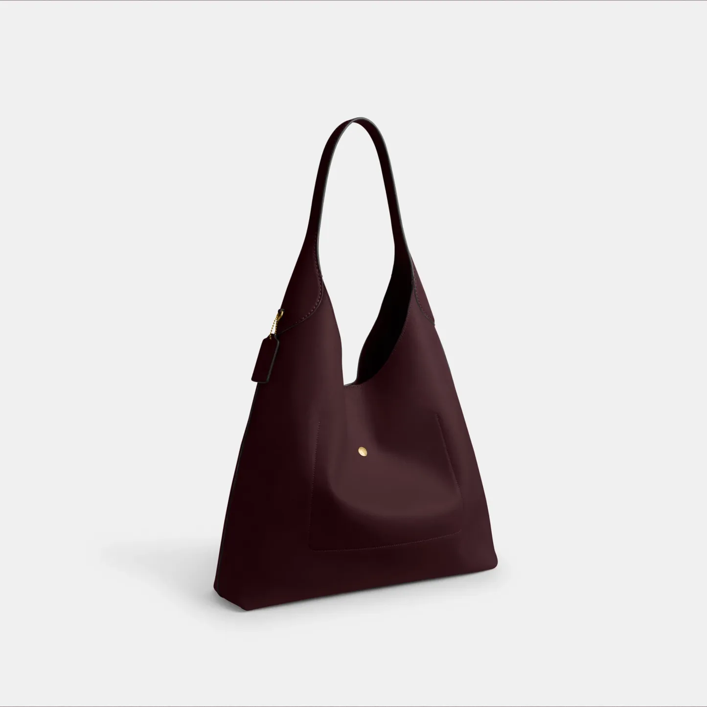 COACH®,Brooklyn Shoulder Bag 39,Hobo,Logo,Word Embellishment,Embossed,Casual,Maroon,Angle View