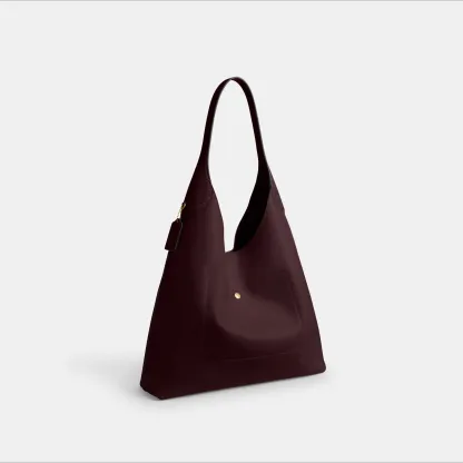 COACH®,Brooklyn Shoulder Bag 39,Hobo,Logo,Word Embellishment,Embossed,Casual,Maroon,Angle View