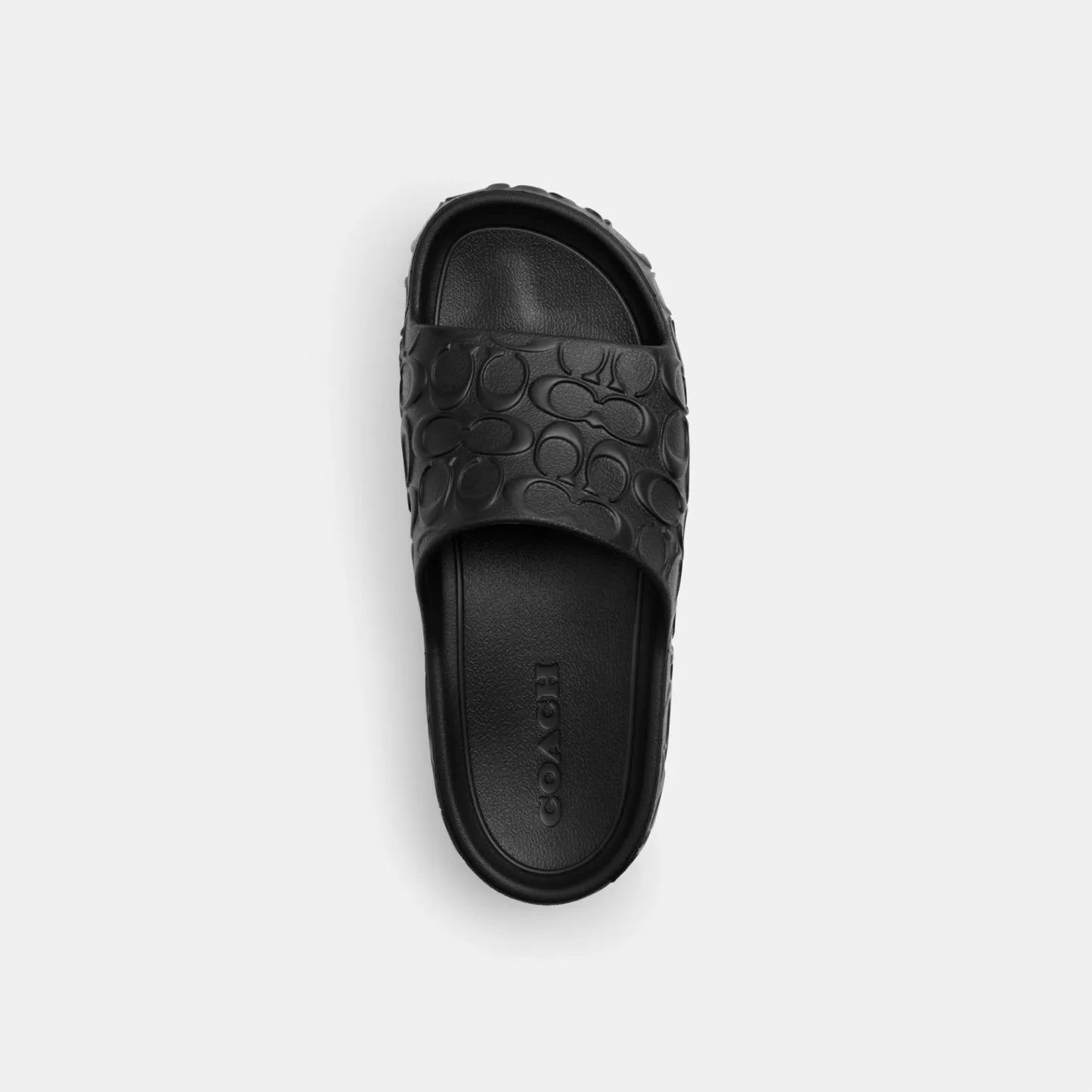 COACH®,Bay Slide In Signature,EVA,Slides,Embossed,Logo,Pull Tab,Casual,Black,Inside View,Top View