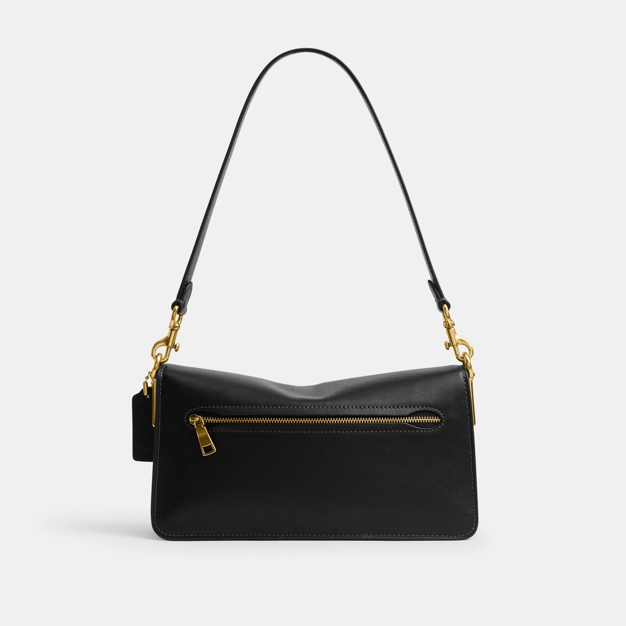 COACH®,Tabby Shoulder Bag 26,Leather,Shoulder Bag,Logo,Metal,Compact,Brass,Casual,Black,Back View