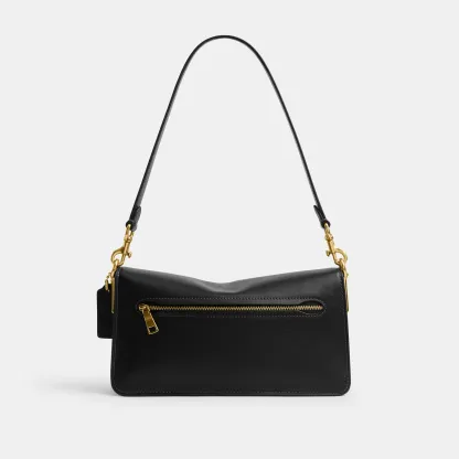 COACH®,Tabby Shoulder Bag 26,Leather,Shoulder Bag,Logo,Metal,Compact,Brass,Casual,Black,Back View