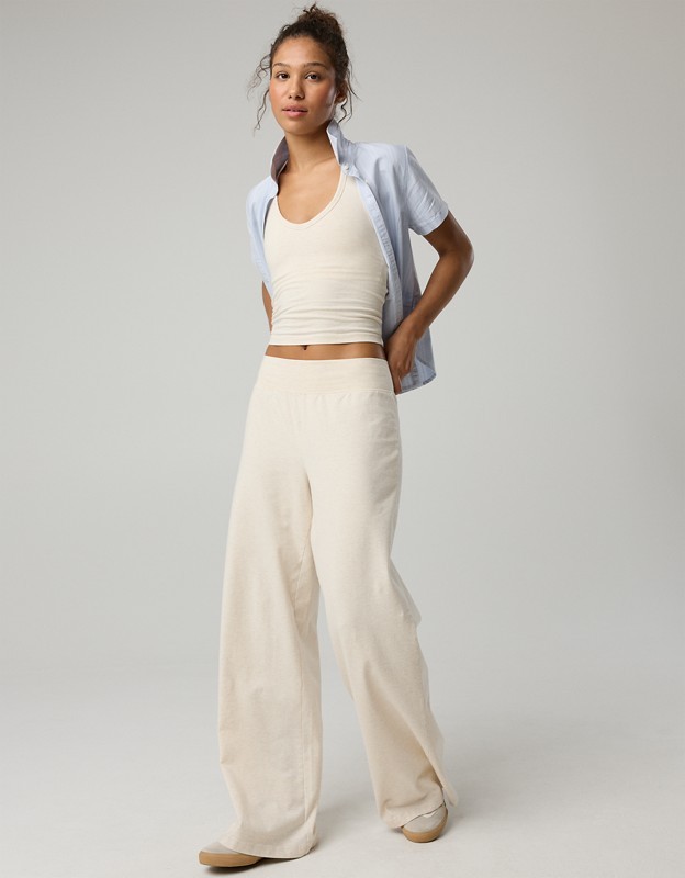 OFFLINE By Aerie OG Cotton Halter Tank Top - Heather Frost