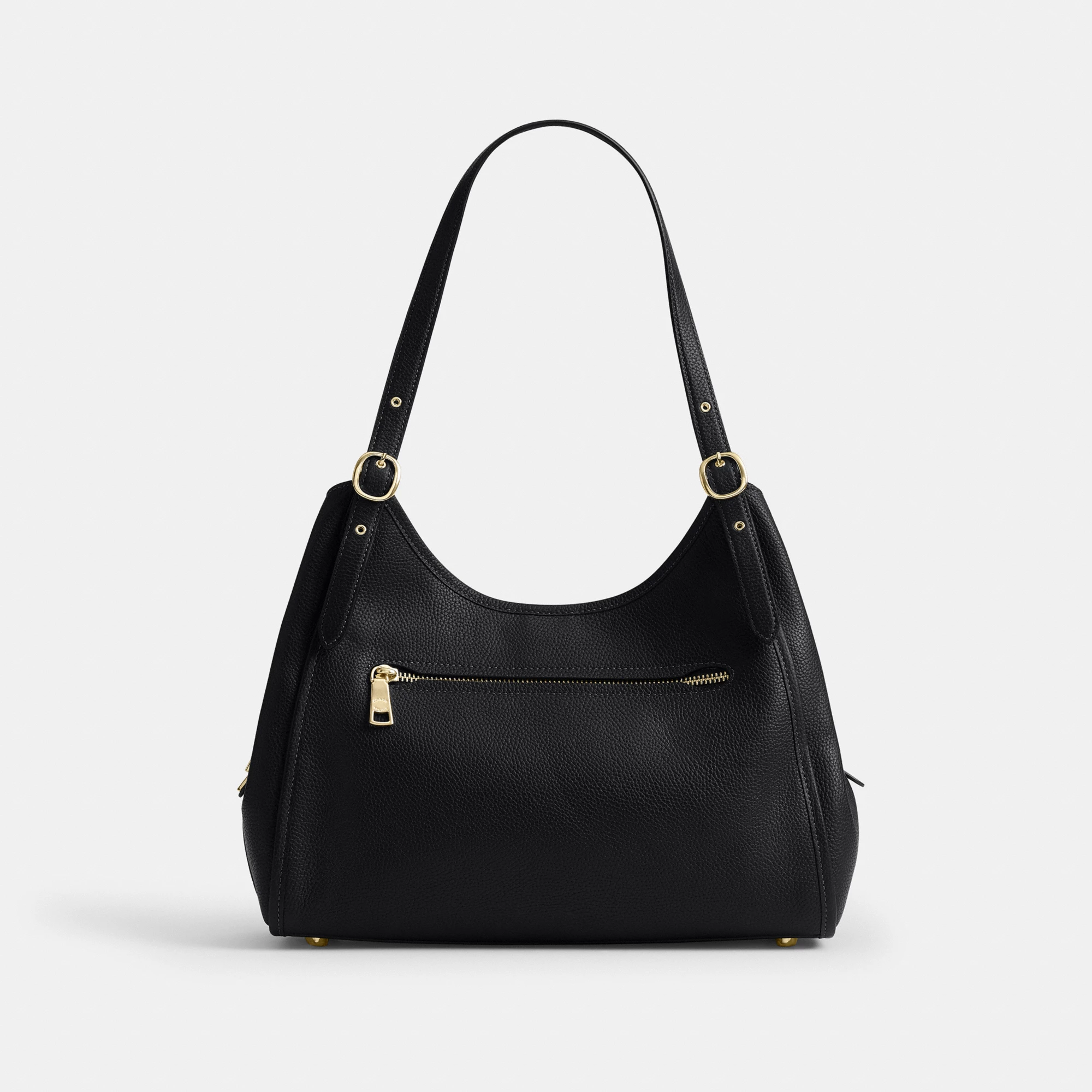 COACH®,Erin Shoulder Bag,Leather,Shoulder Bag,Logo,Gold Metal,Casual,Black,Back View