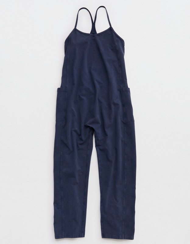 OFFLINE By Aerie OG Cotton Racerback Jumpsuit - Royal Navy