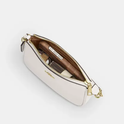 COACH®,Nolita 19,Leather,Pouch,Wristlet,Metal,Logo,Gold Metal,Casual,White,Inside View,Top View