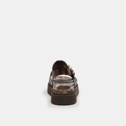 COACH®,Lucy Lug Sole Sandal In Signature Jacquard,Brown,Alternate View