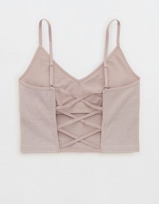 Superchill Seamless Rib Padded Bra Top - Pebble