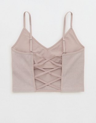 Superchill Seamless Rib Padded Bra Top - Pebble