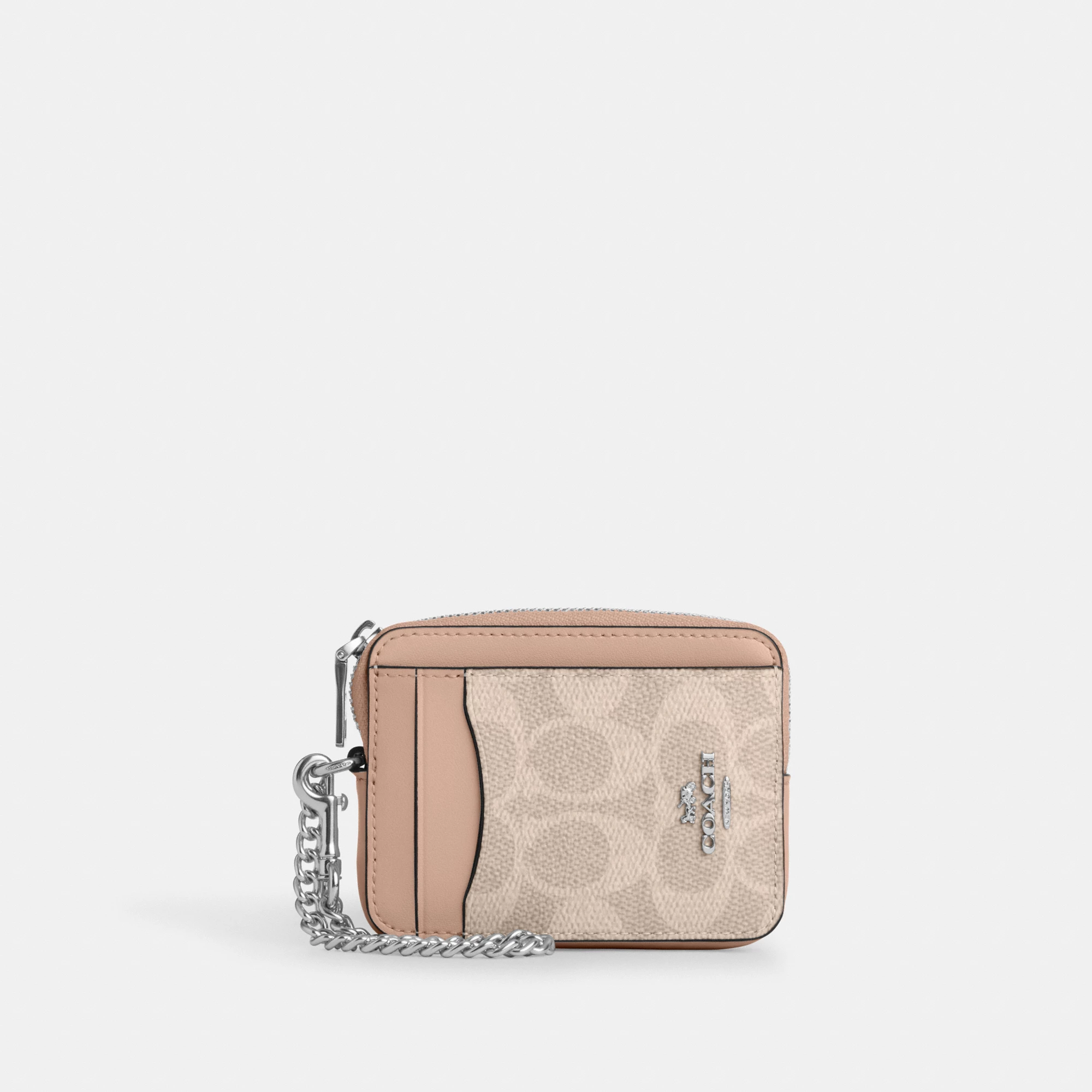 COACH®,Zip Card Case In Signature Canvas,Card Case,Color Block,Sustainable,Casual,Multi Color,Front View