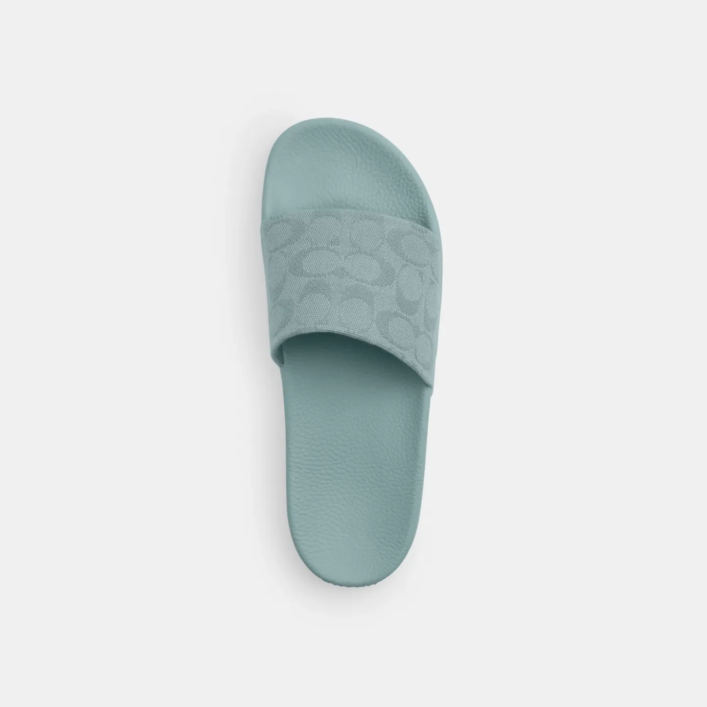 COACH®,Udele Sport Slide In Signature Jacquard Canvas,Rubber,EVA,Canvas,Slides,Fabric,Logo,Pull Tab,Casual,Blue,Inside View,Top View