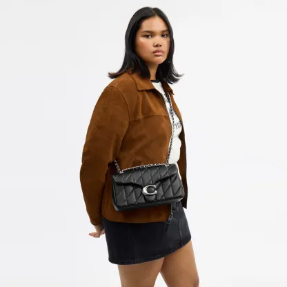 COACH®,Tabby Shoulder Bag 26 With Pillow Quilting,Leather,Shoulder Bag,Metal,Logo,Shoulder Guard,Silver Metal,Day Party,Black