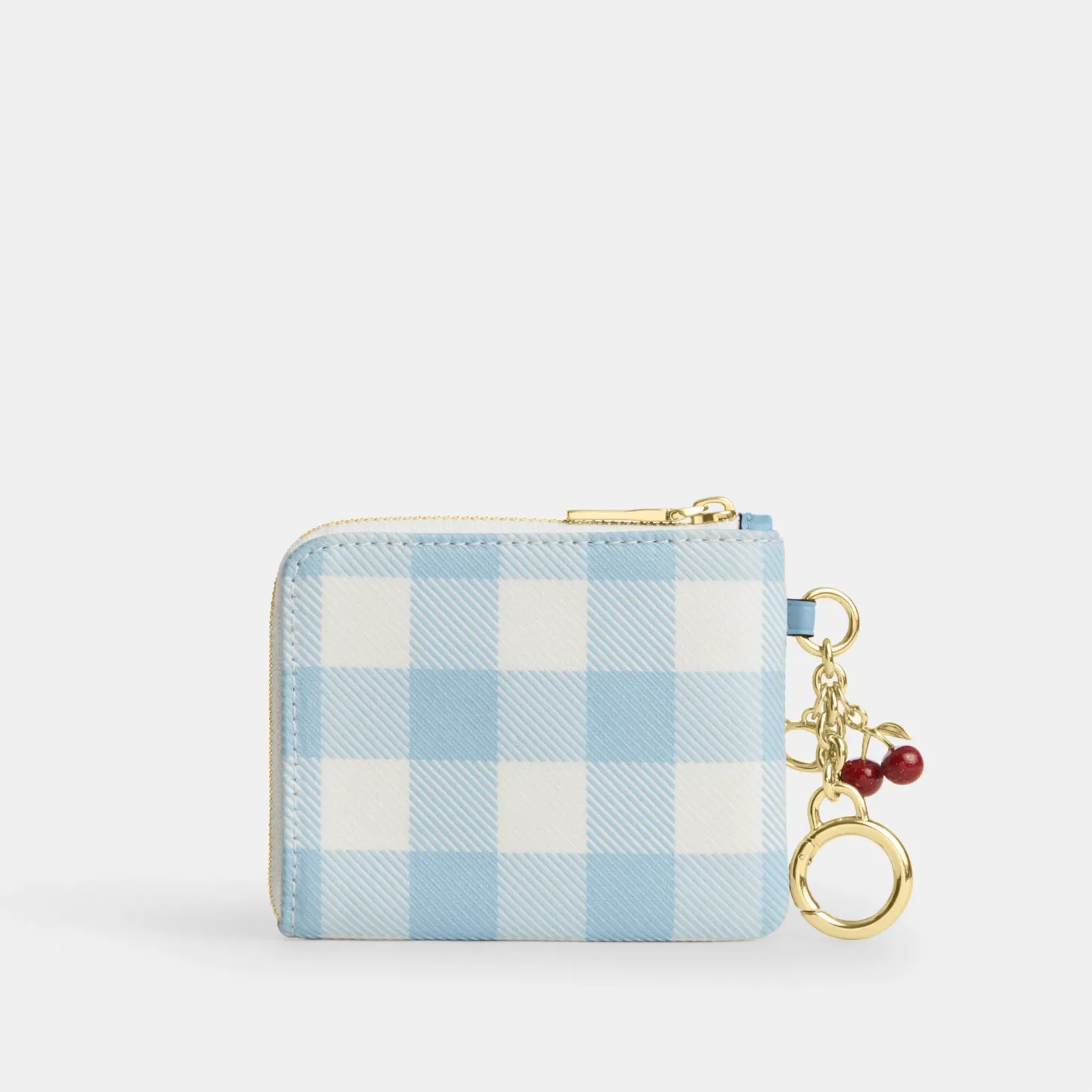 COACH®,Small Corner Zip Wallet With Gingham Print And Charms,,Back View
