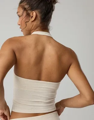 OFFLINE By Aerie OG Cotton Halter Tank Top - Heather Frost