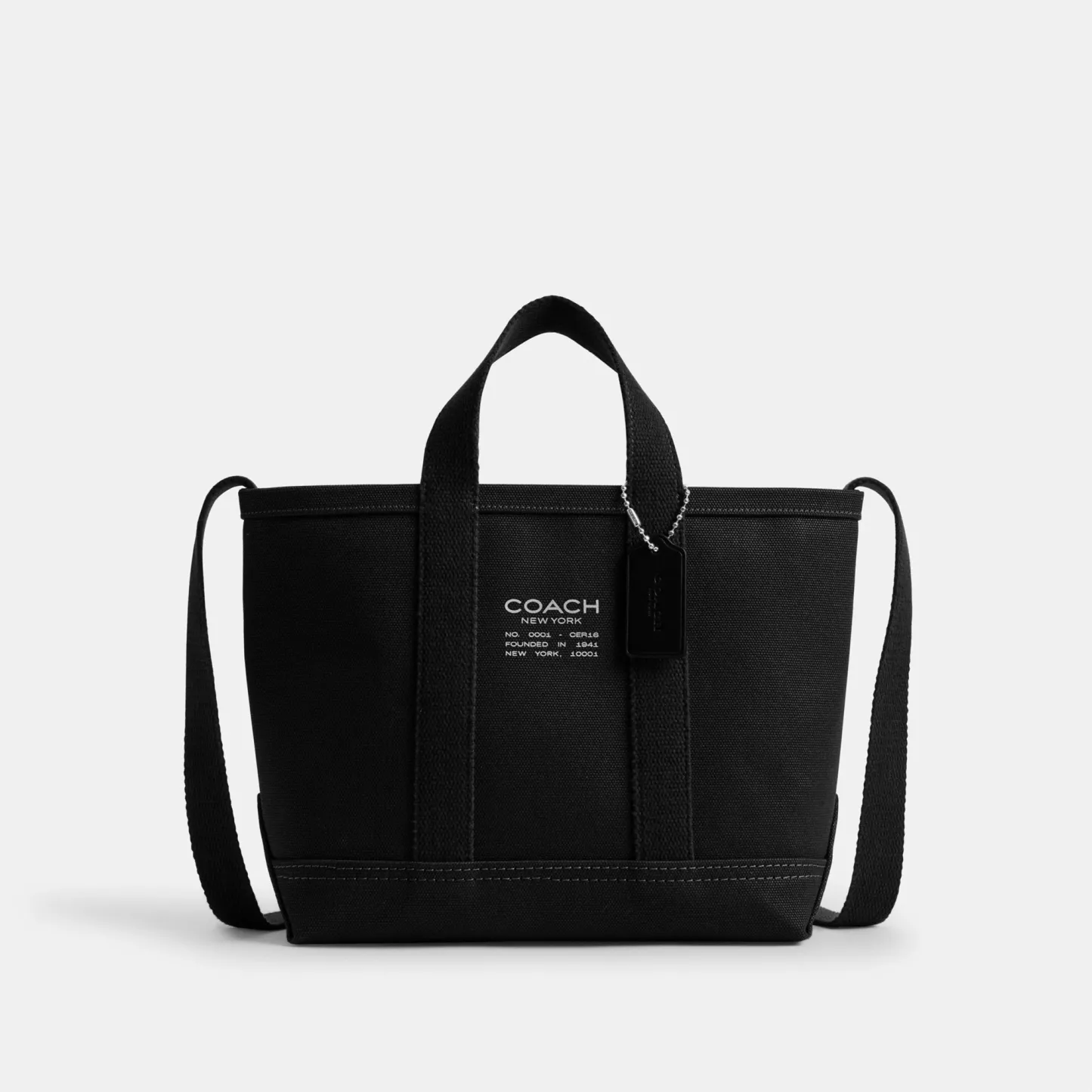 COACH®,Utility Tote 27,Canvas,Cotton,Leather,Tote,Logo,Adjustable,Sustainable,Casual, Father's Day,Black,Front View