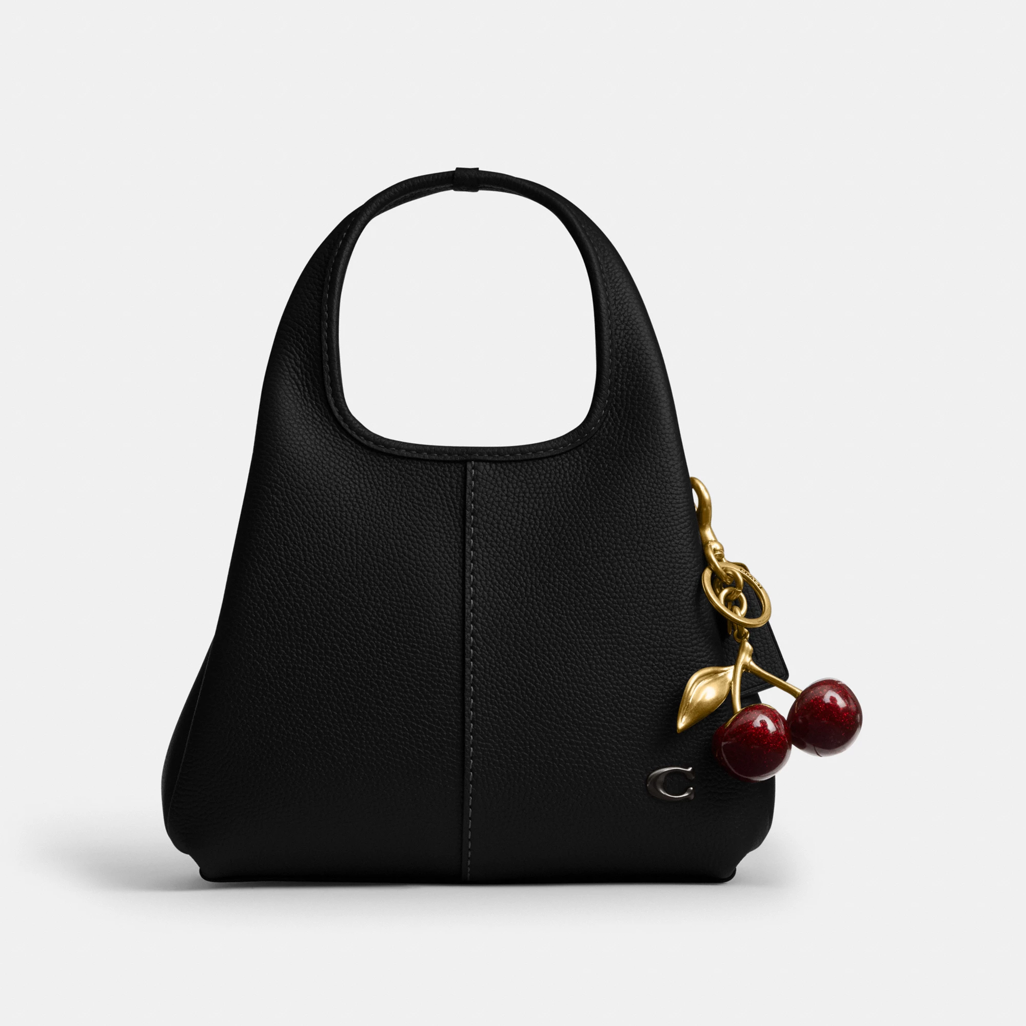 COACH®,Lana Shoulder Bag 23,Leather,Crossbody,Metal,Logo,Compact,Casual,Black,Angle View