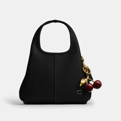 COACH®,Lana Shoulder Bag 23,Leather,Crossbody,Metal,Logo,Compact,Casual,Black,Angle View