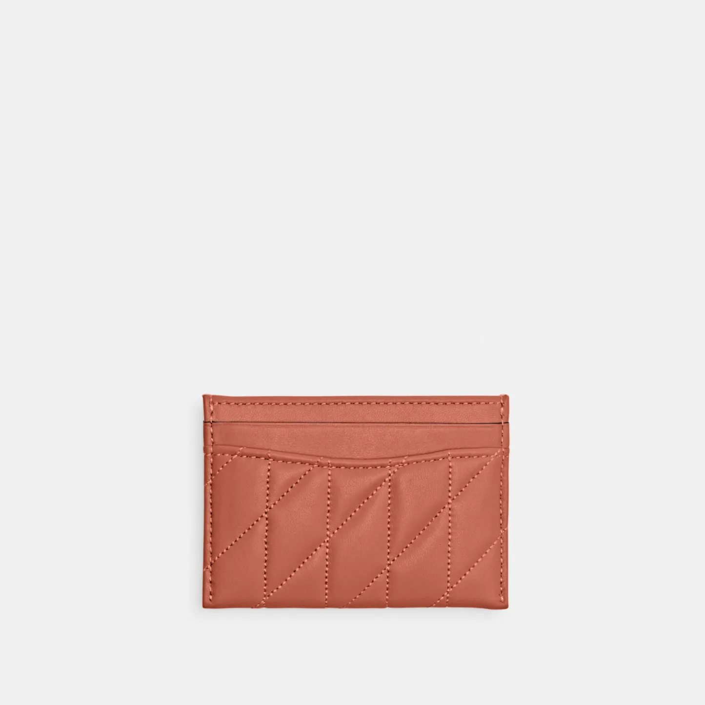 COACH®,Essential Card Case With Pillow Quilting,Leather,Card Case,Metal,Logo,Casual,Brown,Back View