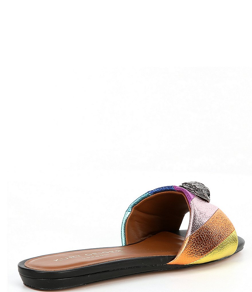 Kurt Geiger London Kensington Metallic Rainbow Leather Logo Ornament Slide Sandals - Multi - view 2