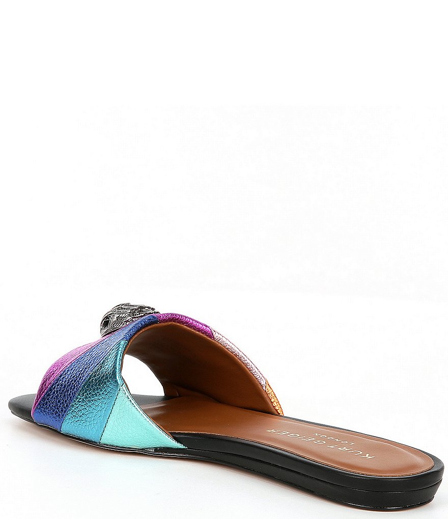 Kurt Geiger London Kensington Metallic Rainbow Leather Logo Ornament Slide Sandals - Multi - view 3