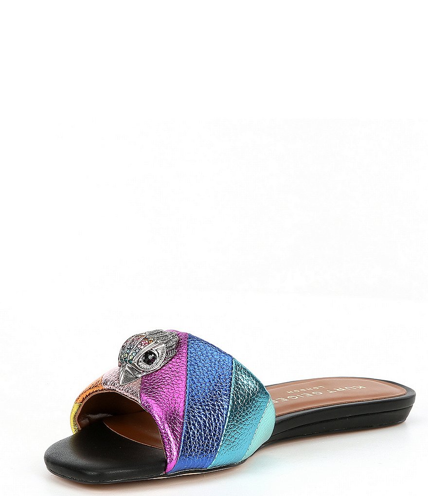Kurt Geiger London Kensington Metallic Rainbow Leather Logo Ornament Slide Sandals - Multi - view 4
